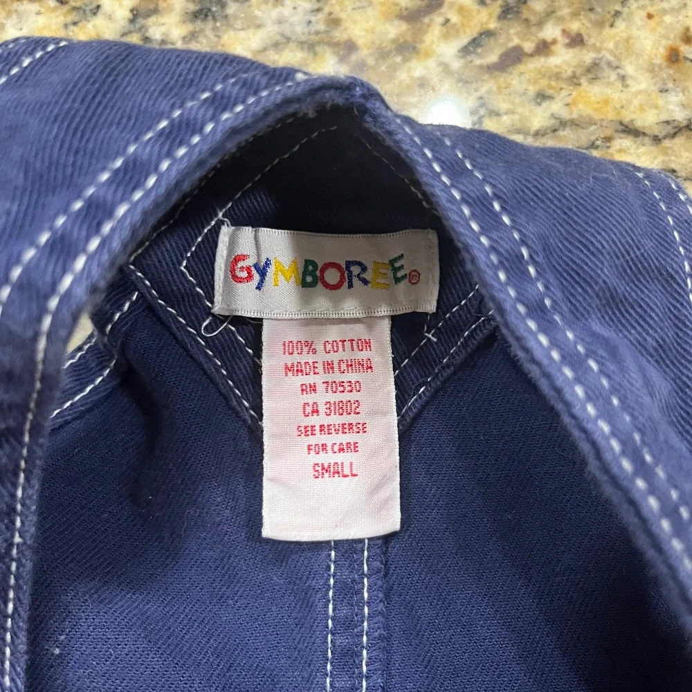 Vintage Gymboree Boy Navy Blue Nautical Lighthouse‎ Cotton Twill Overalls Size S
